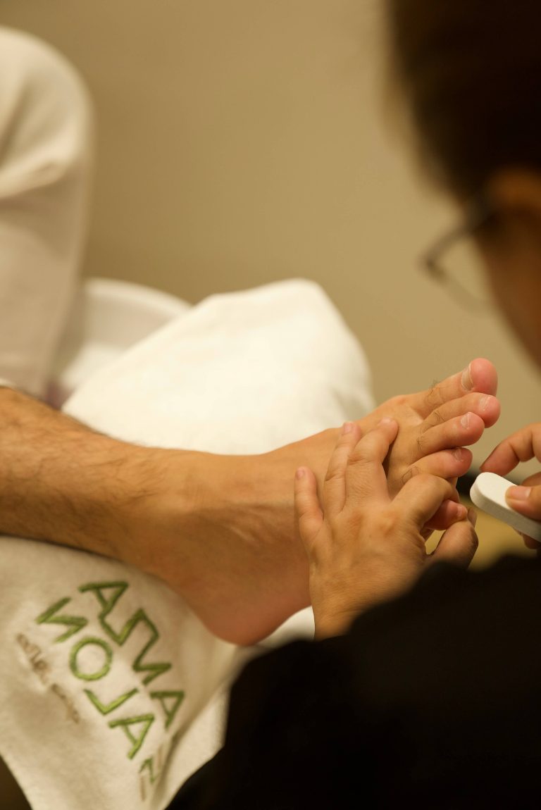 Executive pedicure for men in Dubai with precision nail care and foot relaxation